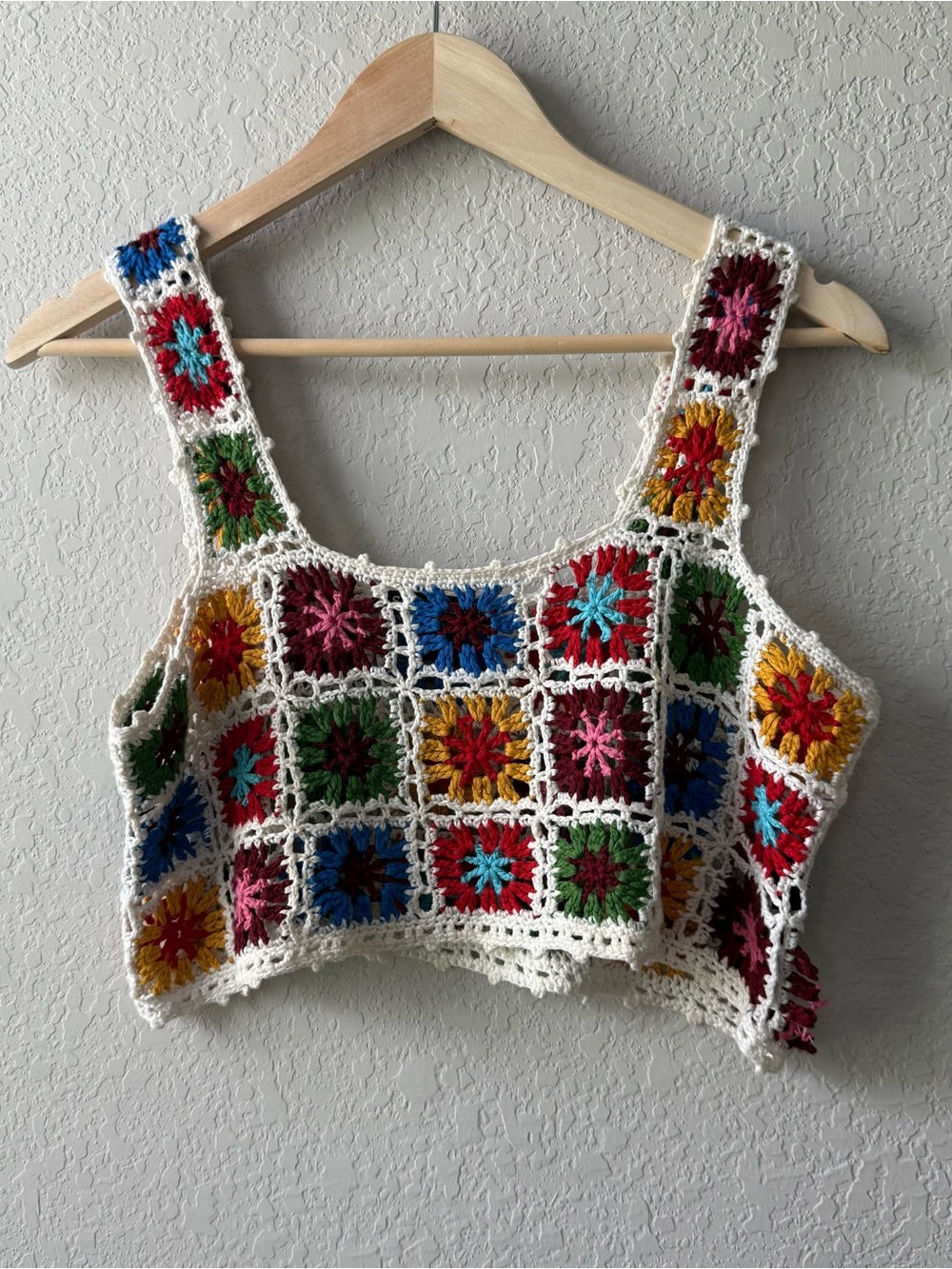 Say What? Multicolor Crochet Square Tank Top - White Trim